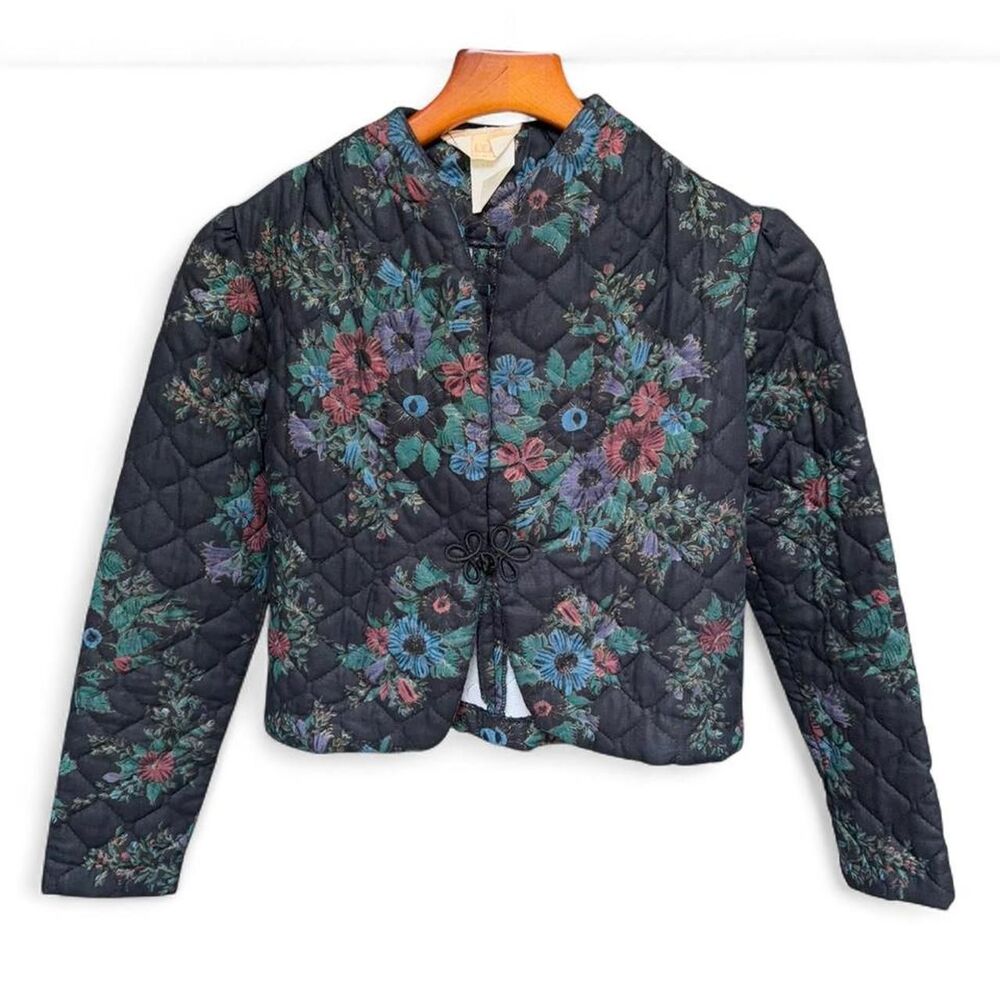 Vintage Tea Leaves Of California Floral Quilted Jacket Size S